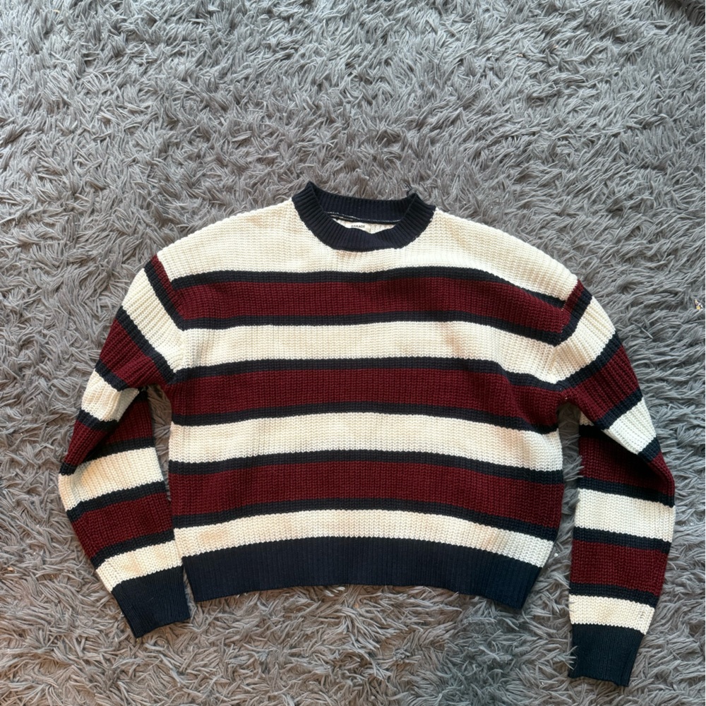 Garage Women's Striped Sweater - Navy, Cream, and Red